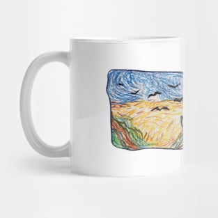 Cat Van Gogh, starry night drawing Mug